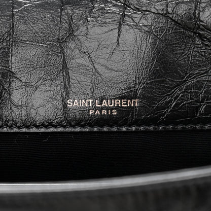 Saint Laurent Crinkled Calfskin Matelasse Monogram Baby Niki Chain Satchel Black 6 of 13