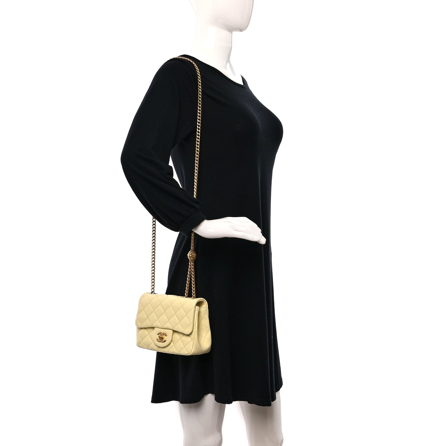 Chanel Lambskin Quilted Mini Sweet Camellia Flap Light Yellow 2 of 12
