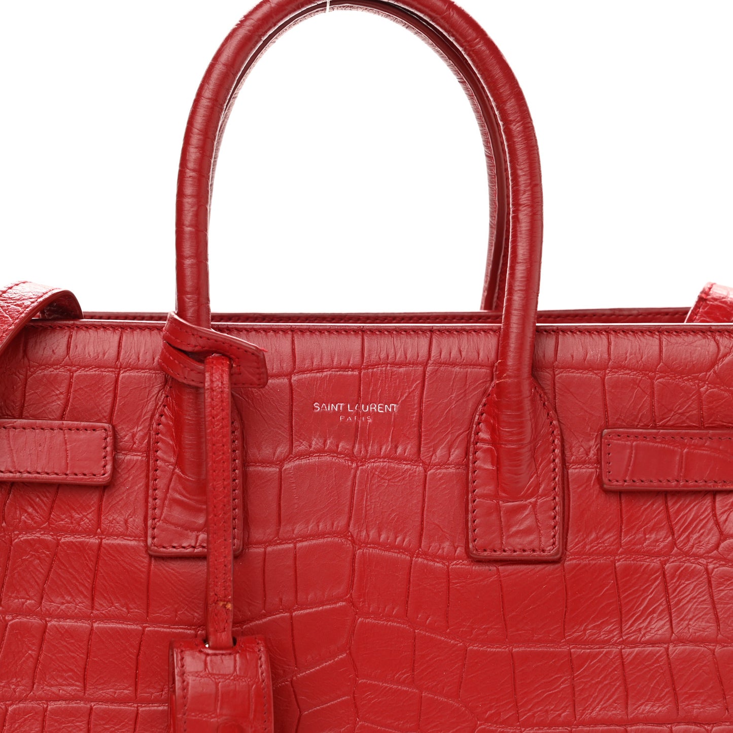 Calfskin Crocodile Embossed Baby Sac De Jour Red
