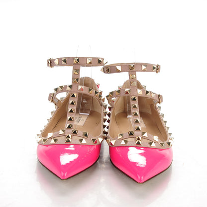 Valentino Garavani Patent Nappa Rockstud Cage Ballerina Flats 39 Peony Poudre 2 of 6