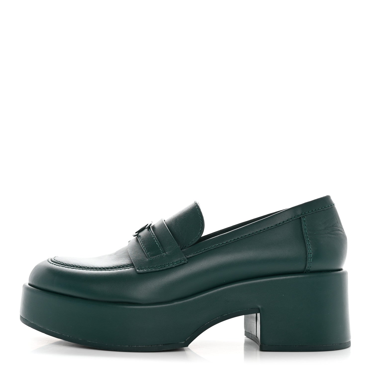 Chanel Calfskin CC Platform Loafers 39 Green 1 of 13