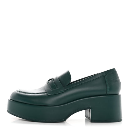 Chanel Calfskin CC Platform Loafers 39 Green 1 of 13