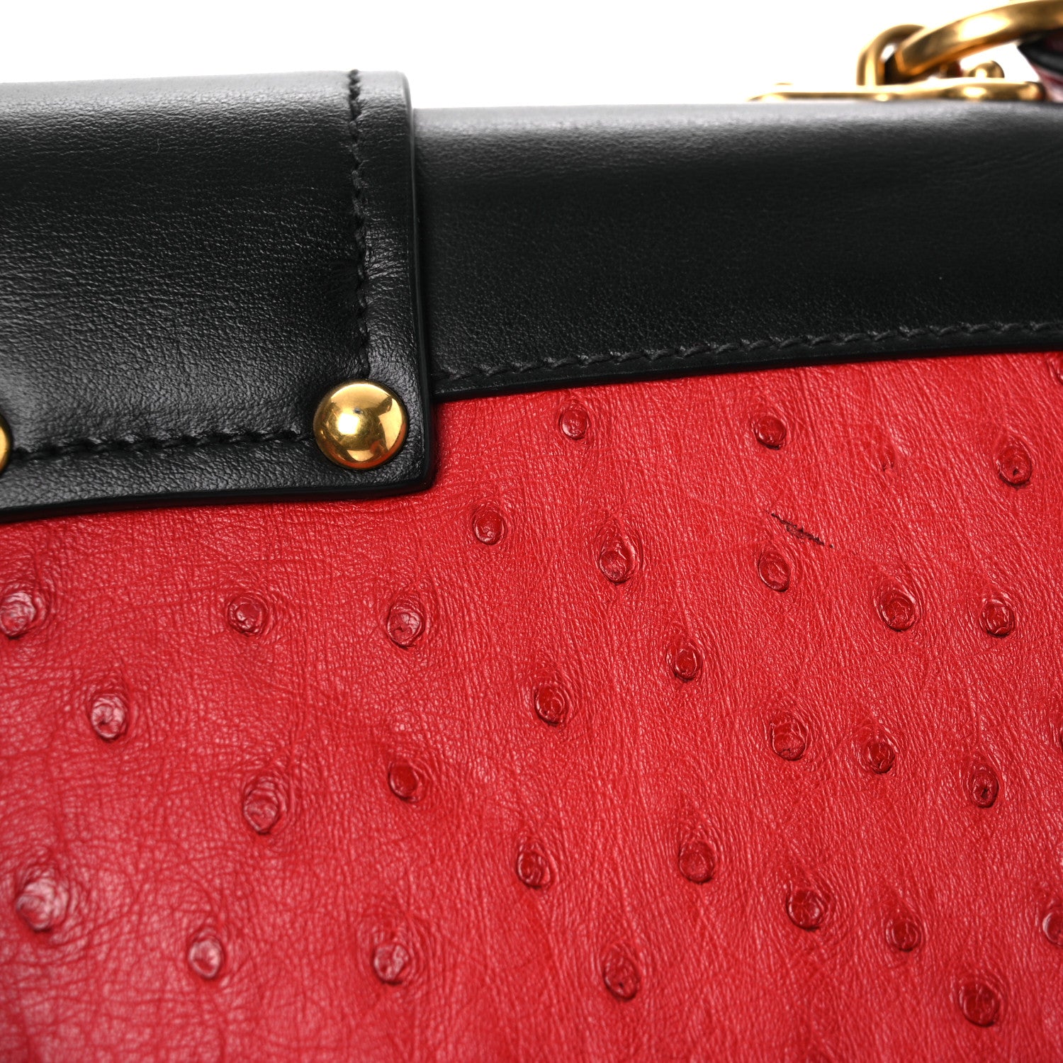 Prada City Calfskin Ostrich Cahier Bag Fuoco Black 11 of 11