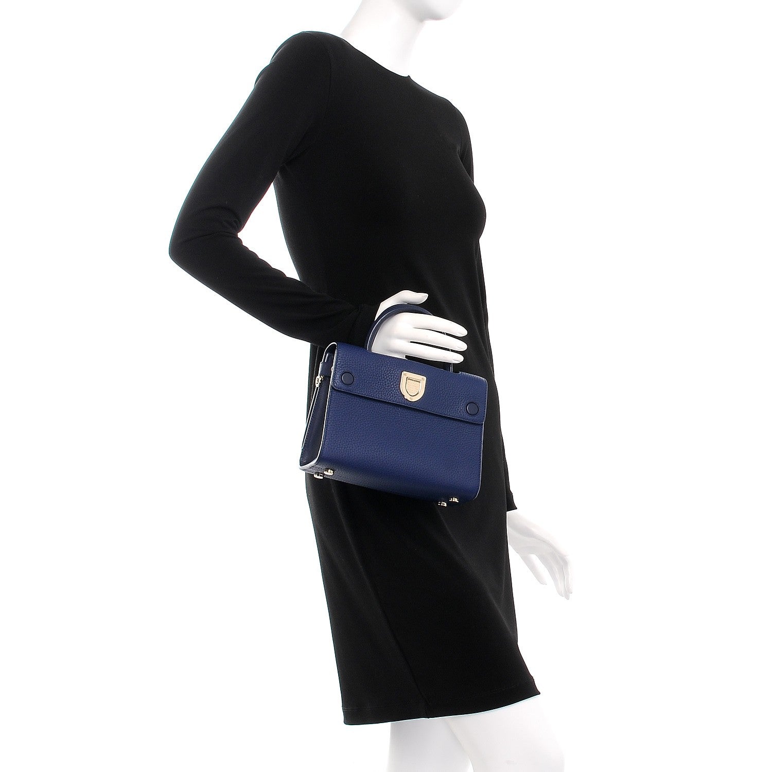 Christian Dior Grained Calfskin Mini Diorever Flap Blue Gris 3 of 9