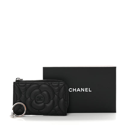 Chanel Caviar Camellia Quilted Key Holder Case Black 5 of 8