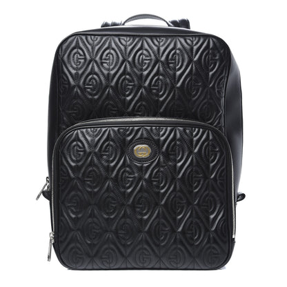 Gucci Calfskin Rhombus Backpack Black 1 of 9