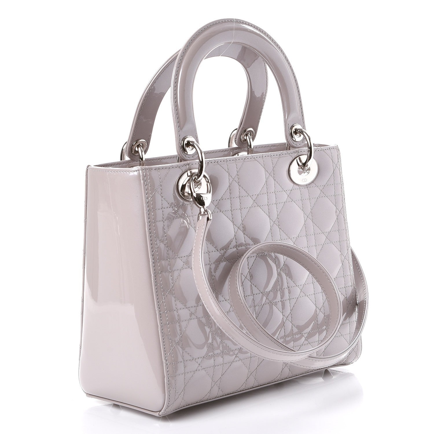 Christian Dior Pearlized Patent Cannage Medium Lady Dior Grey 3 of 7