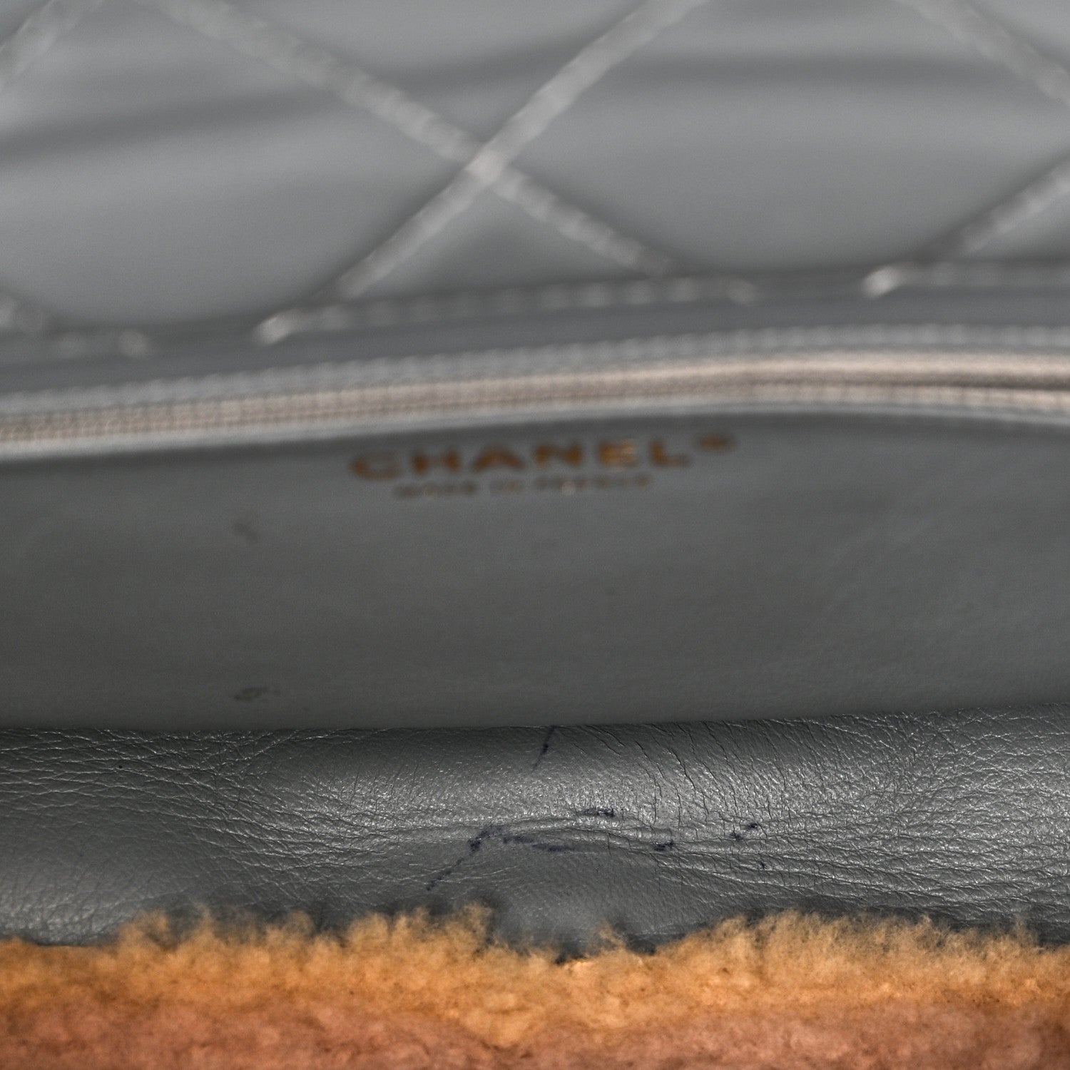 Chanel Shearling Sheepskin Single Flap Gray Pink Beige 11 of 13