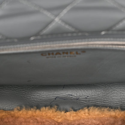 Chanel Shearling Sheepskin Single Flap Gray Pink Beige 11 of 13