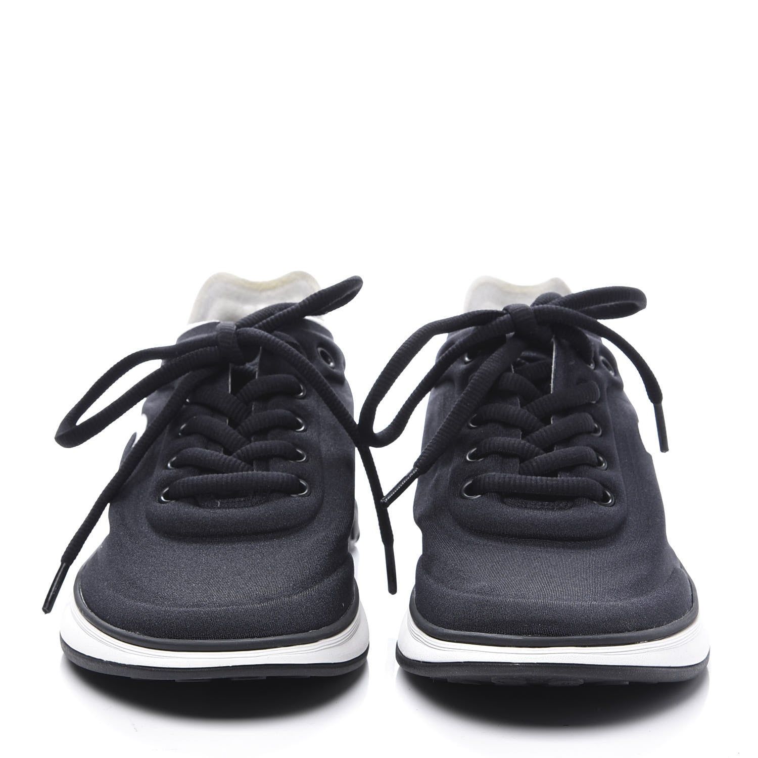 Chanel Lycra Womens CC Sneakers 36.5 Black 3 of 10