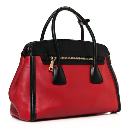 Prada Saffiano City Calfskin Bi-Color Tote Fuoco Black 3 of 20