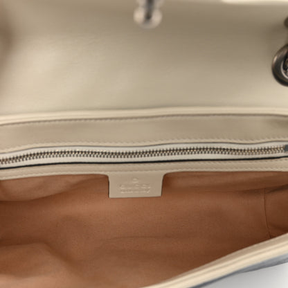 Gucci Vintage Effect Calfskin Matelasse Diagonal Small Torchon GG Marmont Shoulder Bag Blue Agata Mystic White 5 of 10