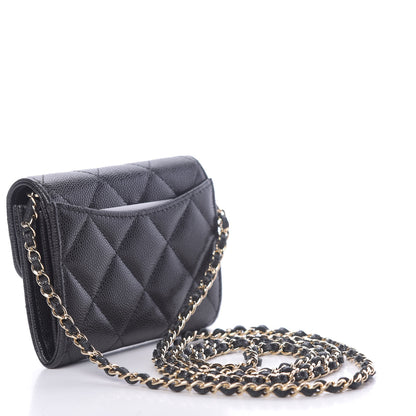 Chanel Caviar Quilted Flap Card Holder On Chain Black 3 of 12