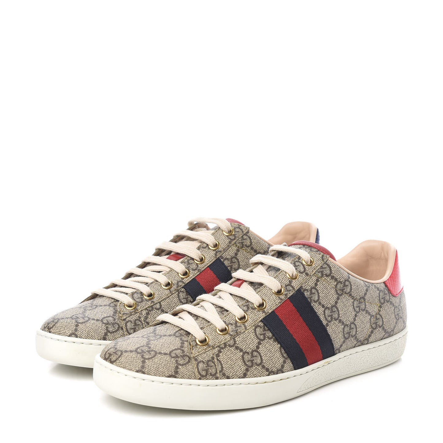 GG Supreme Monogram Womens Ace Low-Top Sneaker 38.5 Beige