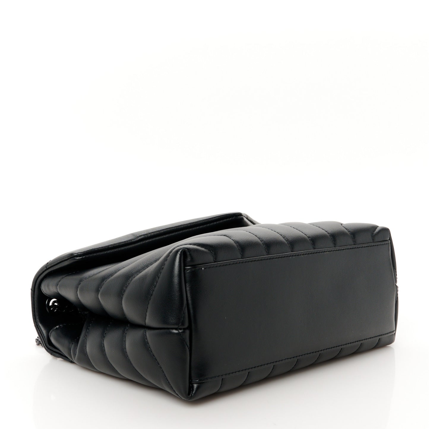 Calfskin Y Quilted Monogram Monochrome Small Loulou Chain Satchel Black