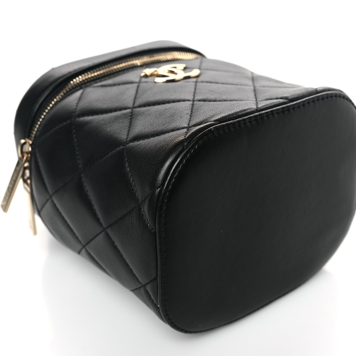 Lambskin Quilted Trendy Vanity Case Black