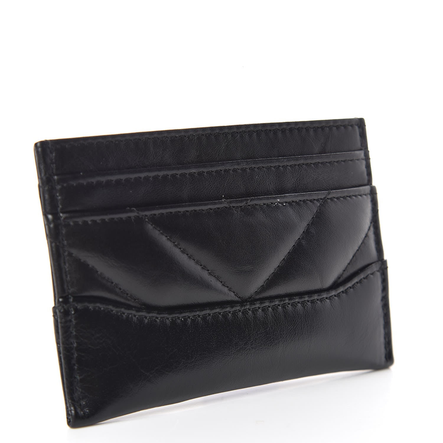 Chanel Aged Calfskin Chevron Quilted Gabrielle Card Holder So Black 3 of 9