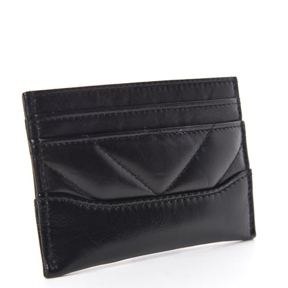 Chanel Aged Calfskin Chevron Quilted Gabrielle Card Holder So Black 3 of 9