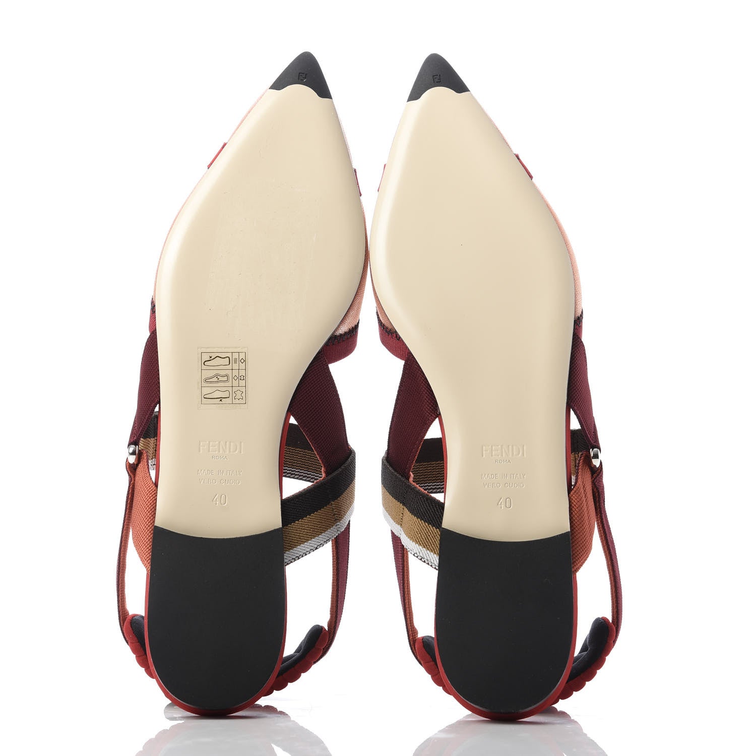 Fendi Technical Mesh Colibri Slingback Ballerina Flats 40 Fragola Mou Fango Ruggine 5 of 9