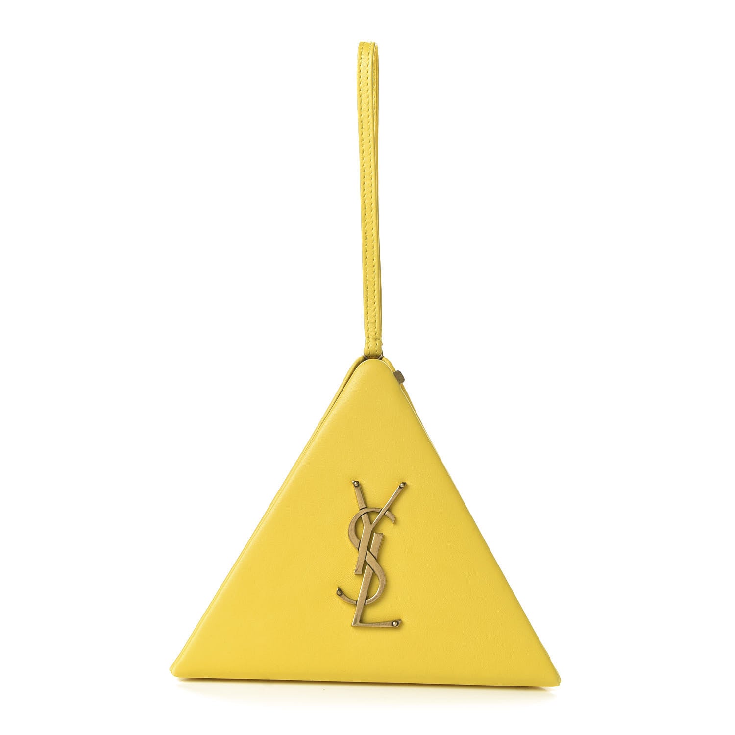 Saint Laurent Lambskin Pyramid Clutch Yellow 1 of 10