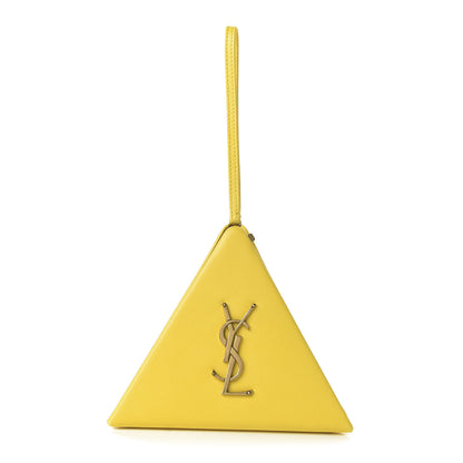 Saint Laurent Lambskin Pyramid Clutch Yellow 1 of 10