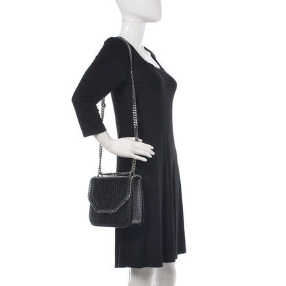 Stella McCartney Embossed Crocodile Effect Medium Falabella Box Shoulder Bag Black 2 of 8