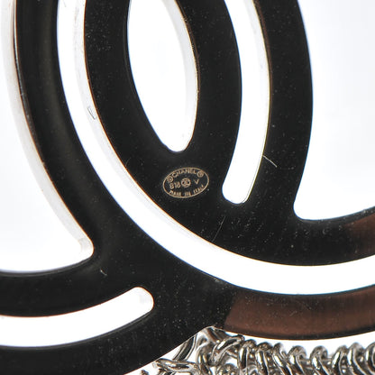 Chanel Crystal Chain Fringe CC Brooch Silver 4 of 5