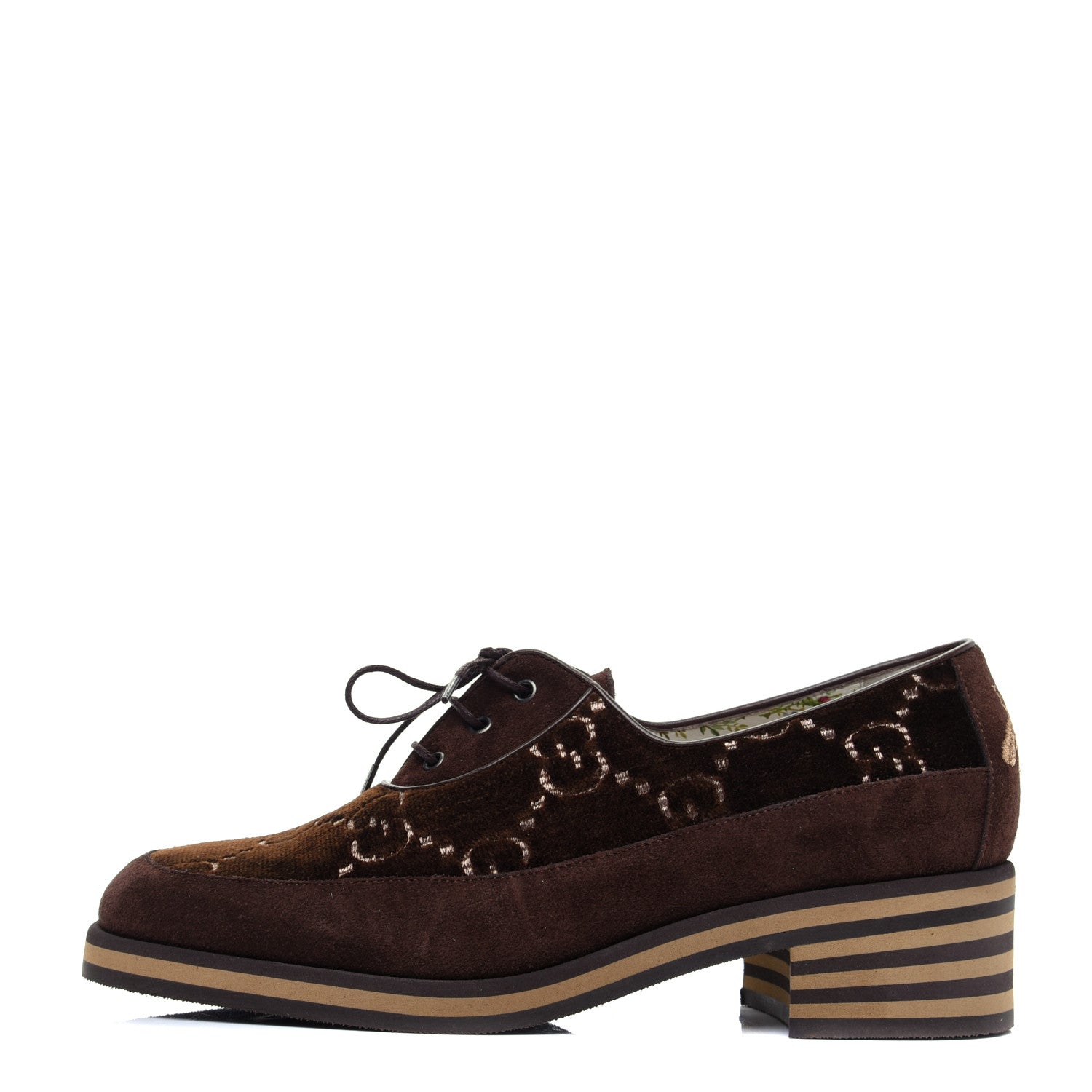 Gucci Velvet GG Monogram Thompson Derby Loafers 38.5 Vintage Cocoa Brown 1 of 14