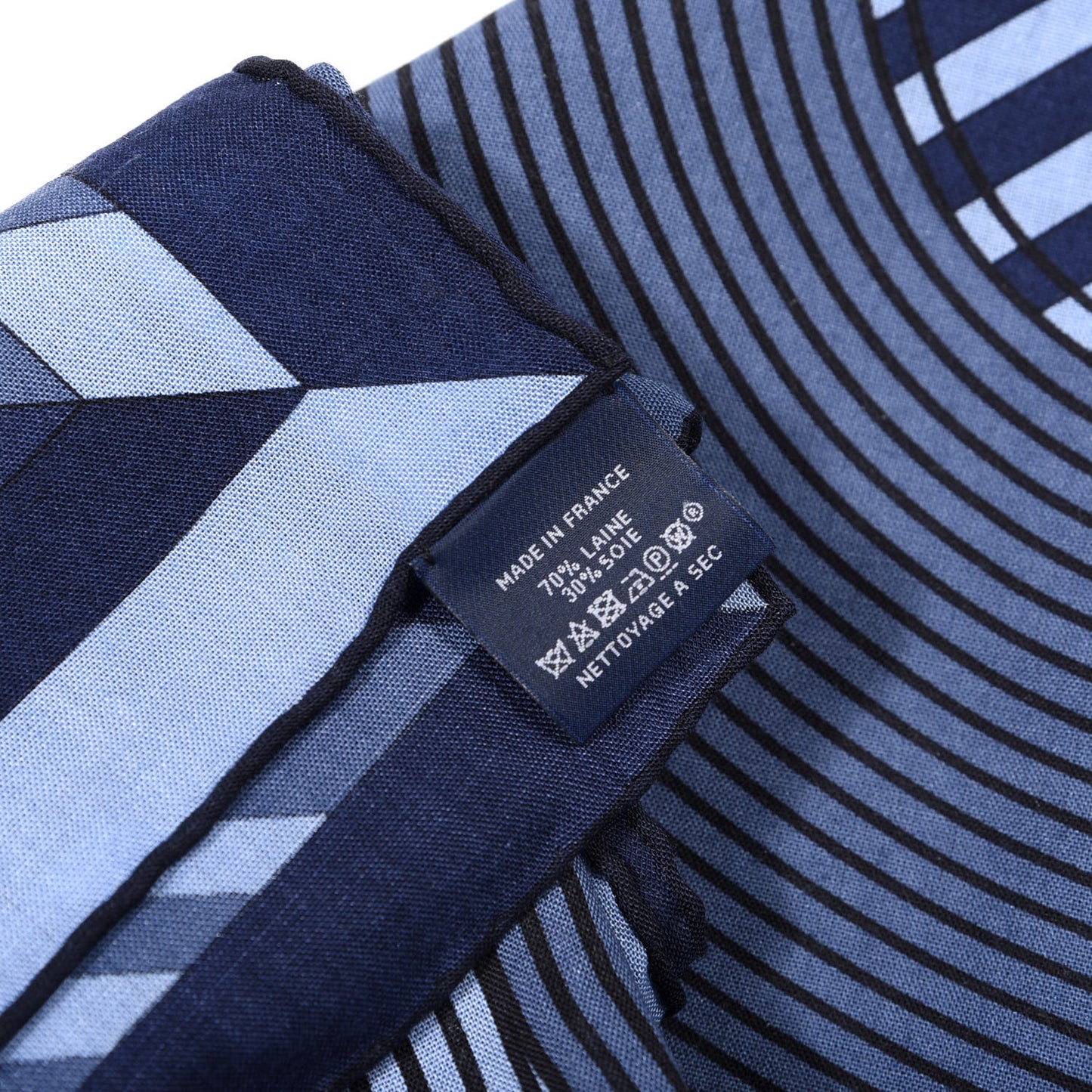 Wool Silk Disc Jockey Scarf 100 Bleu Ardoise Marine Ciel