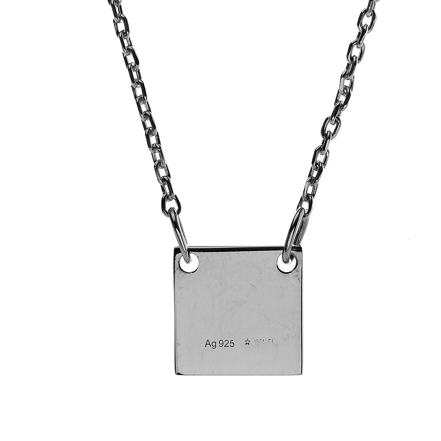 Gucci Sterling Silver Logo Square Tag Necklace 6 of 6