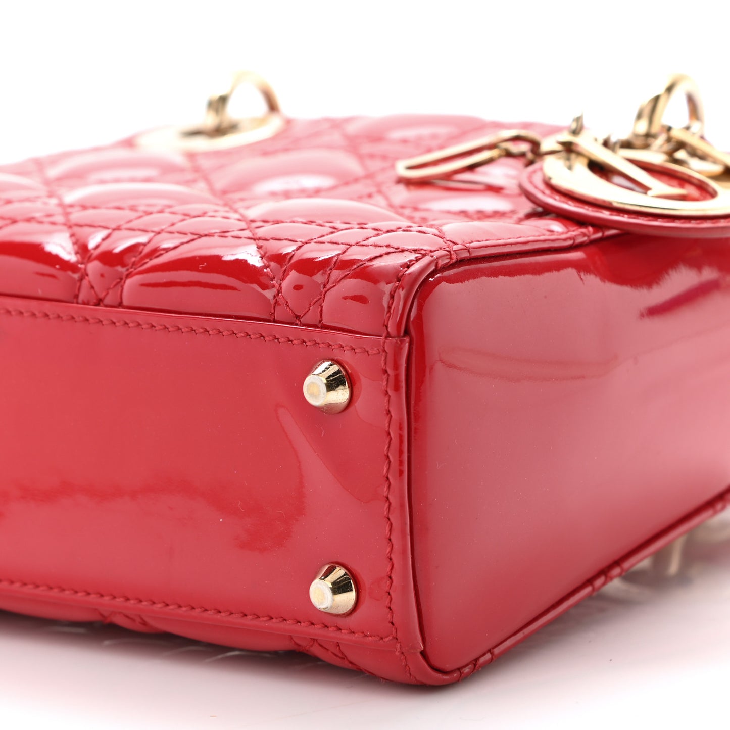 Patent Cannage Mini Lady Dior Red