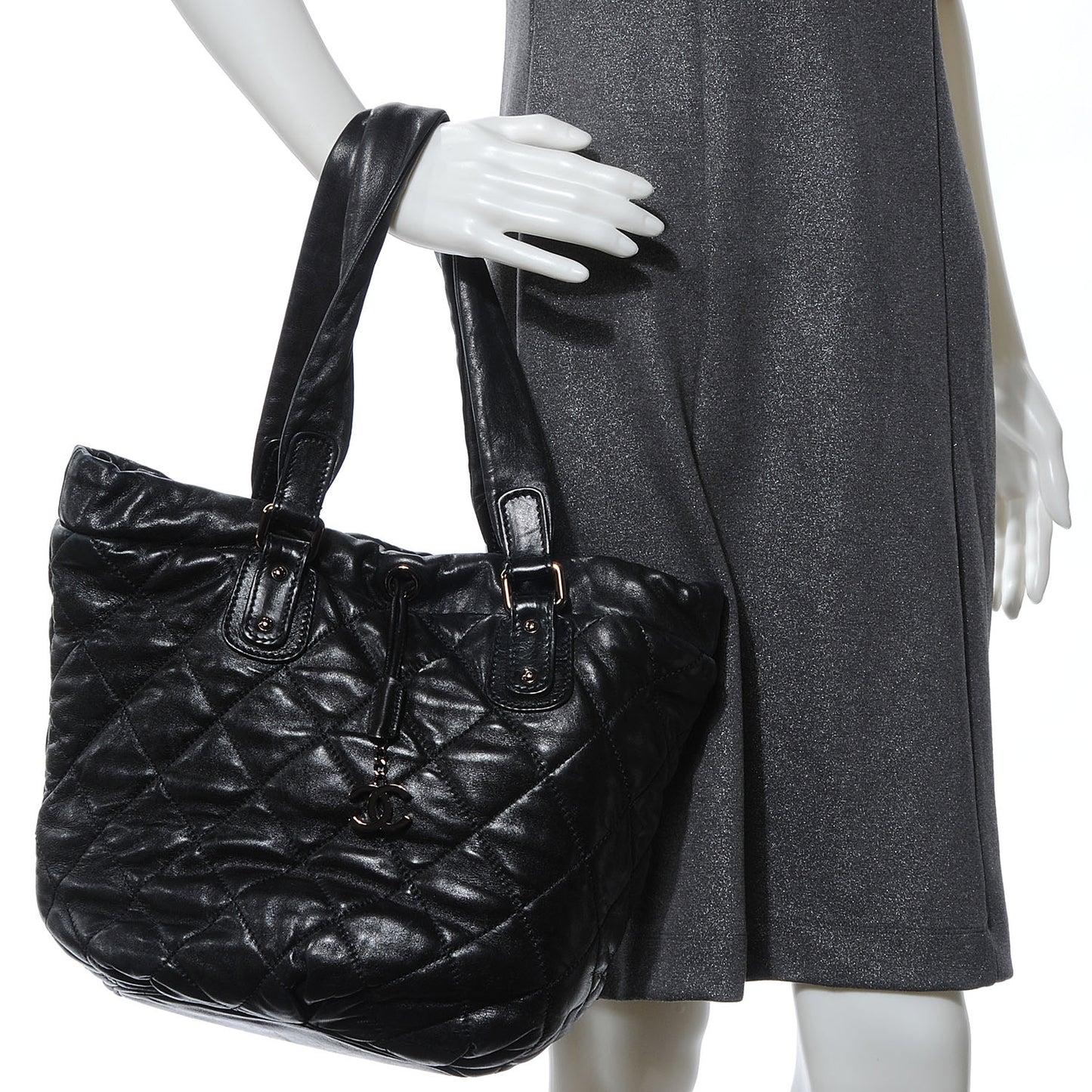 Lambskin Cloudy Bundle North South Tote Black