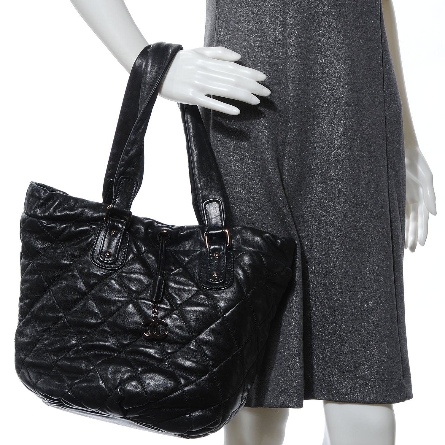 Chanel Lambskin Cloudy Bundle North South Tote Black 2 of 7