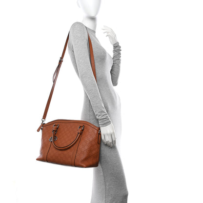 Gucci Guccissima Medium GG Charm Dome Satchel Brown 3 of 10