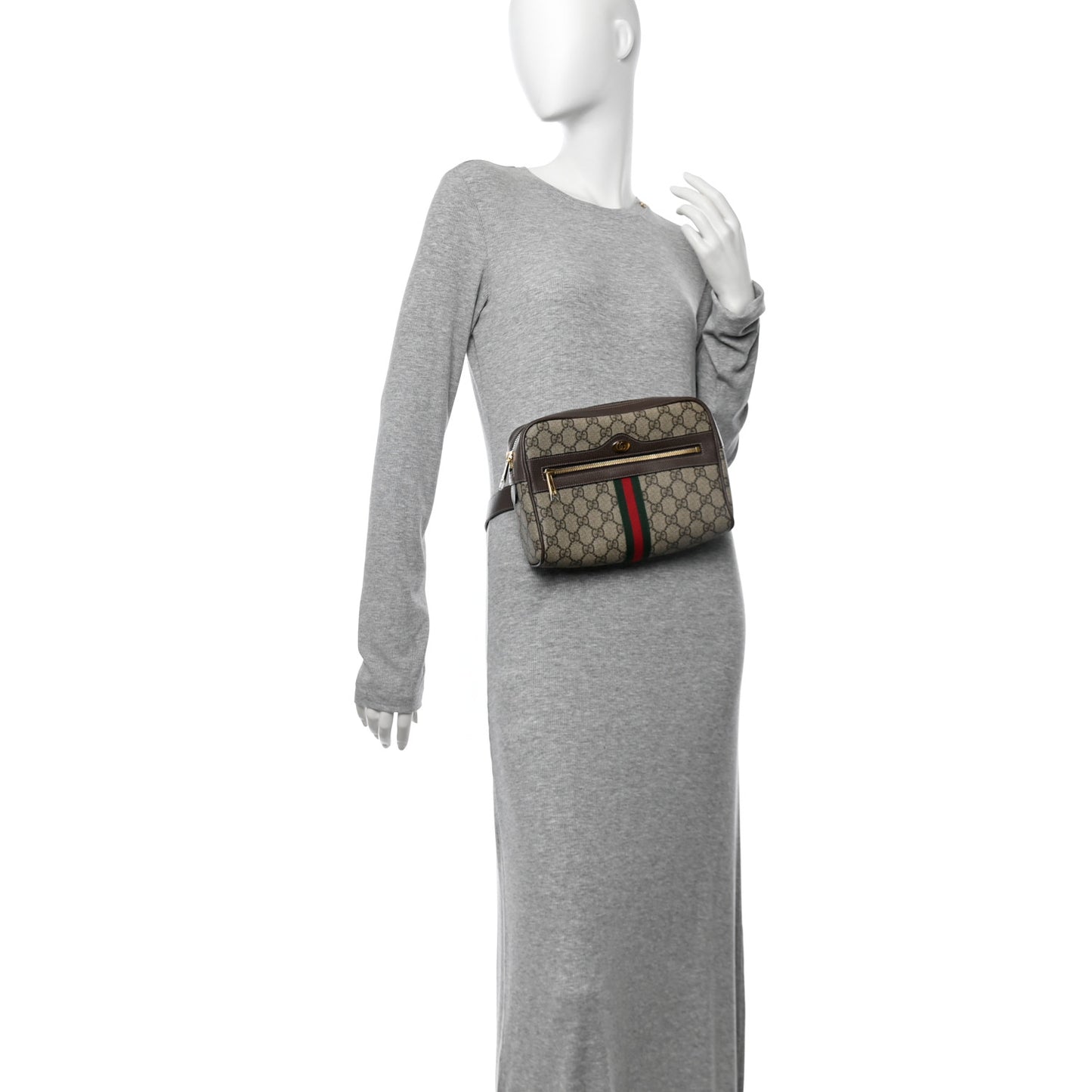 GG Supreme Monogram Web Small Ophidia Belt Bag 95 38 Dark Brown
