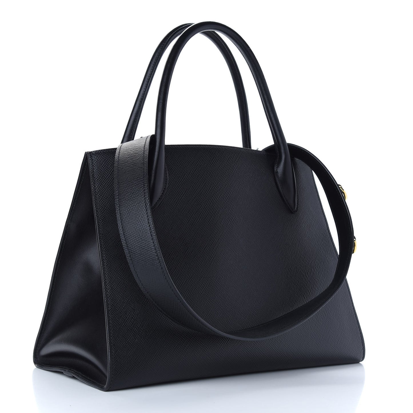 Saffiano Cuir Calfskin Small Monochrome Top Handle Tote Black
