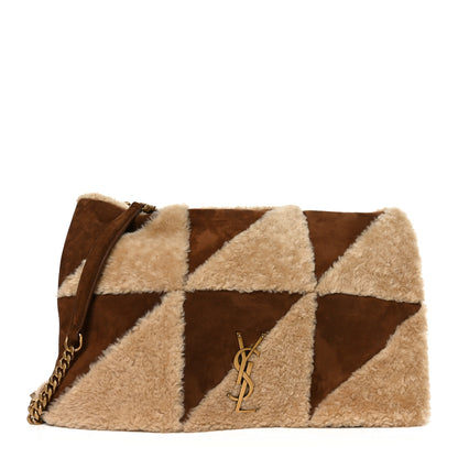 Saint Laurent Suede Shearling Patchwork Monogram Giant Jamie Brown Beige 1 of 19