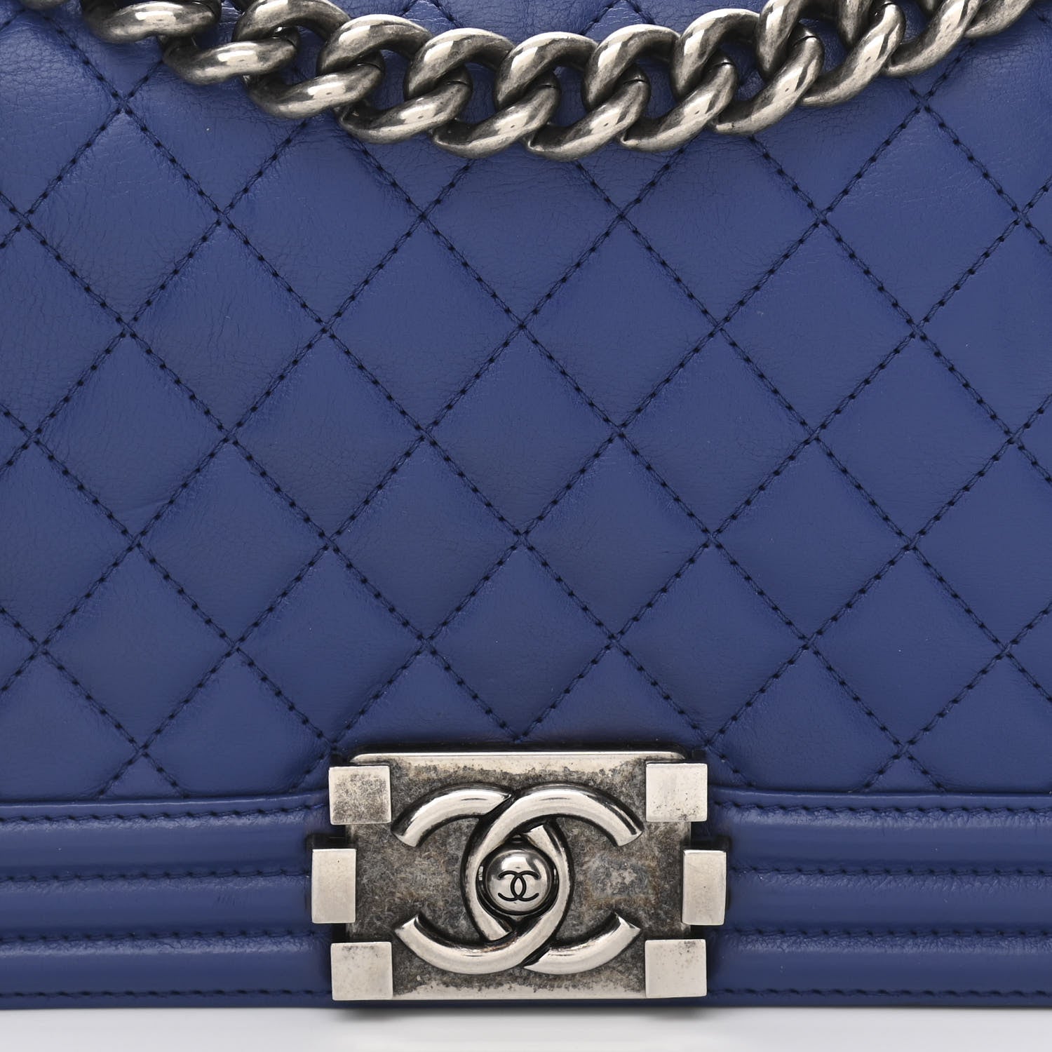 Chanel Calfskin Quilted Medium Boy Flap Blue 9 of 15