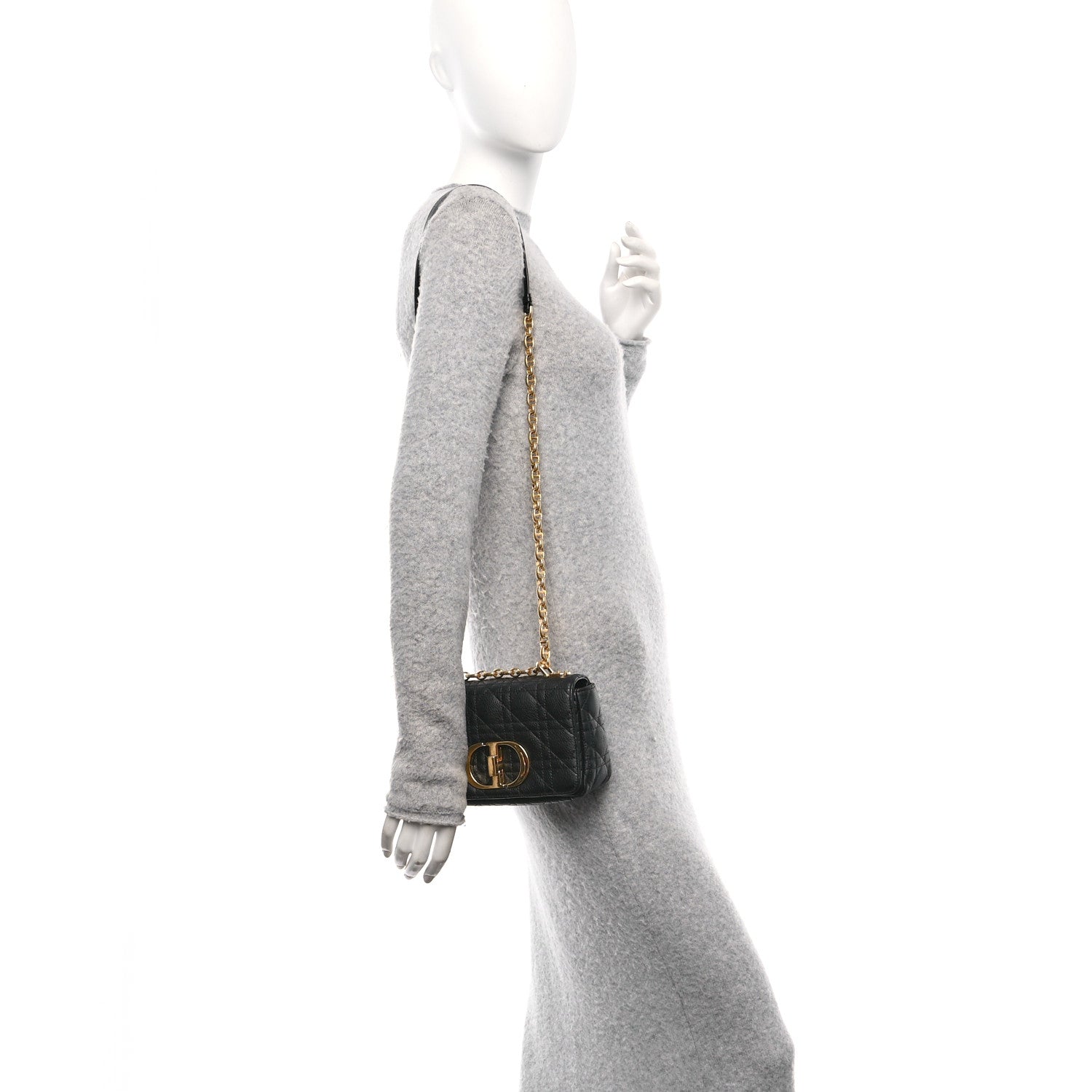 Christian Dior Calfskin Cannage Small Caro Bag Black 2 of 11