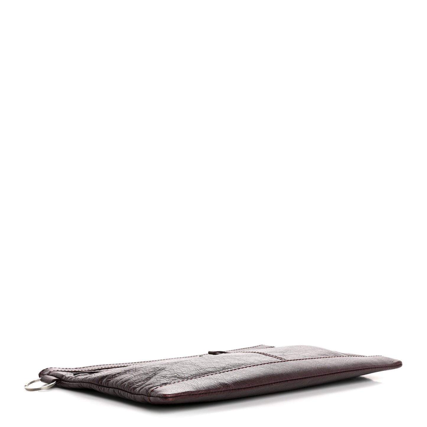 Agneau Arena Classic Silver Hardware Medium Clip Acajou Fonce