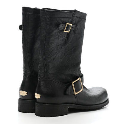 Jimmy Choo Rugged Leather Biker Boots 38.5 Black 4 of 8