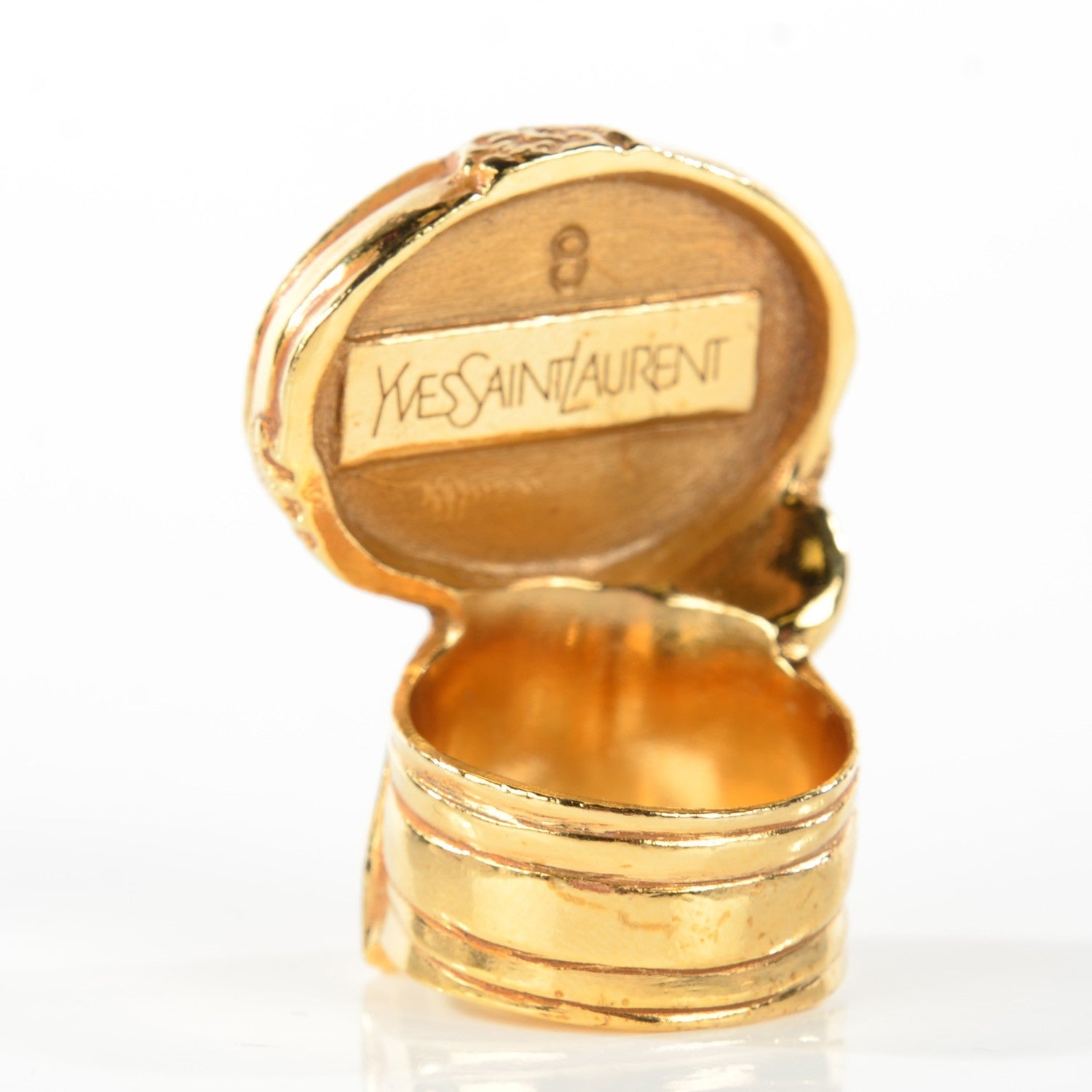 Saint Laurent Glass Cabochon Arty Ovale Ring 8 Gold 3 of 5