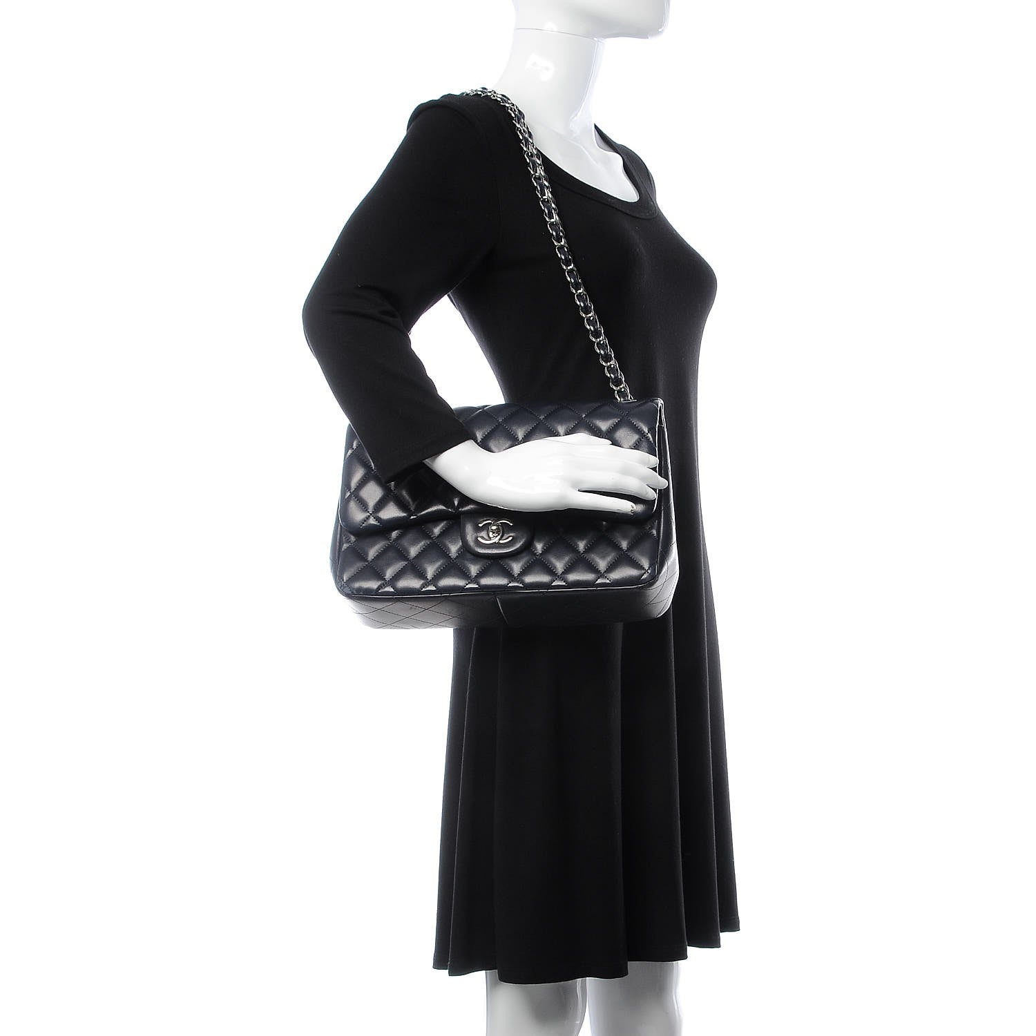 Chanel Lambskin Quilted Jumbo Double Flap Navy 3 of 14