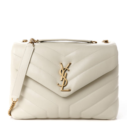 Saint Laurent Calfskin Y Quilted Monogram Small Loulou Chain Satchel Crema Soft 1 of 11