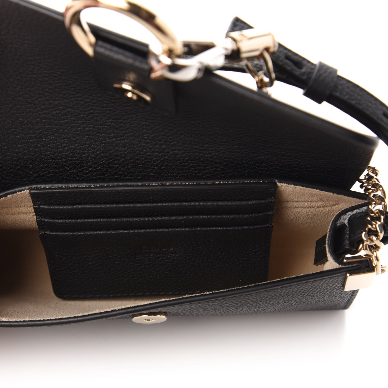 Chloe Suede Calfskin Mini Faye Shoulder Bag Black 5 of 9