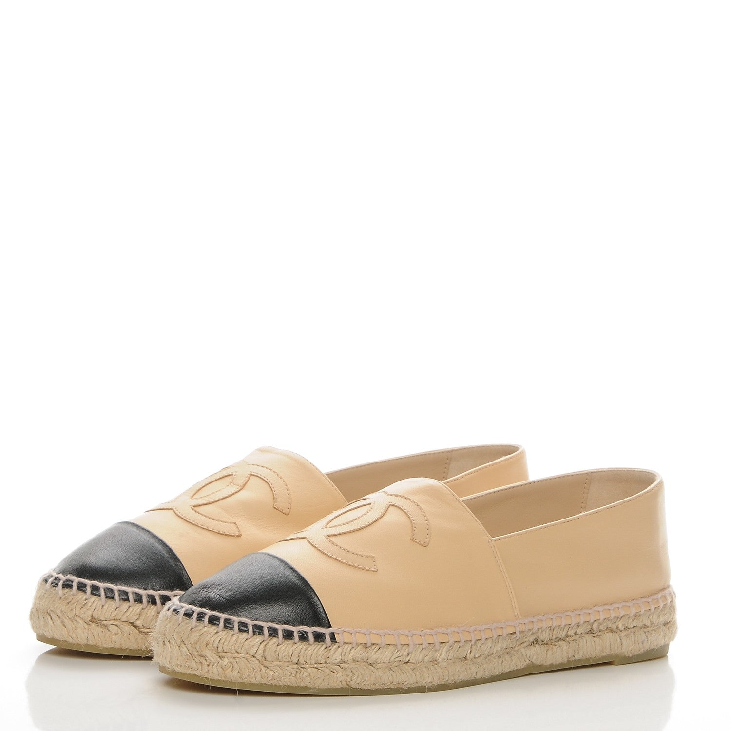 Chanel Lambskin CC Espadrilles 40 Beige Black 3 of 10