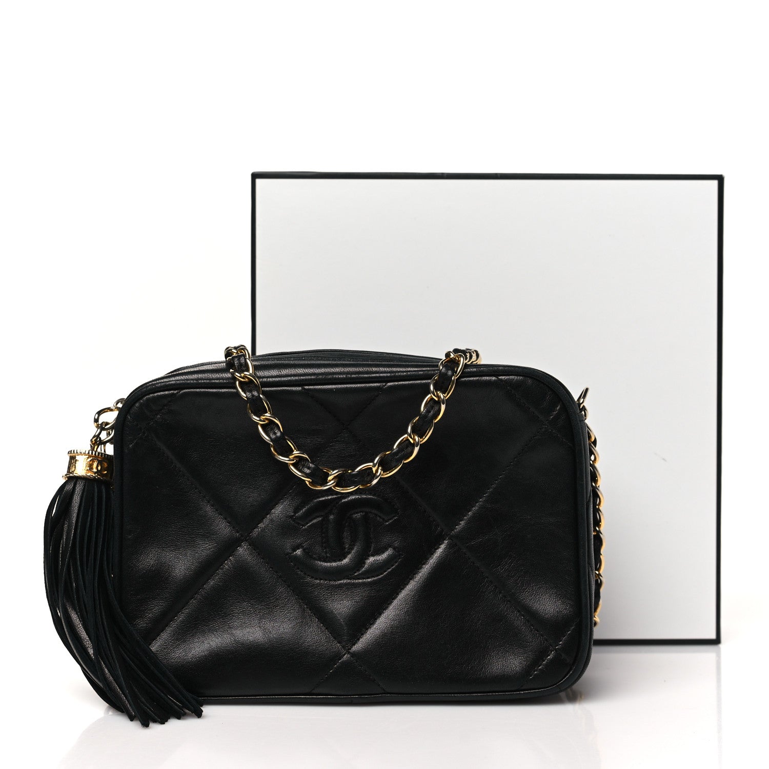 Chanel Lambskin Quilted CC Tassel Camera Case Black 11 of 11