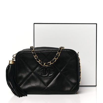 Chanel Lambskin Quilted CC Tassel Camera Case Black 11 of 11