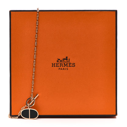 Hermes 18K Rose Gold Black Ceramic GM Chaine D'Ancre Verso Pendant Necklace 6 of 6