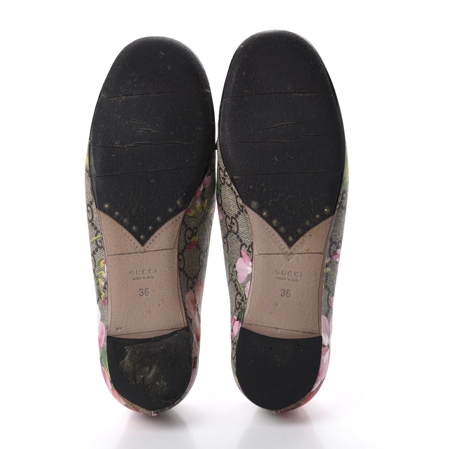 GG Supreme Monogram Blooms Ballet Flats 36 Beige Multicolor Dry Rose